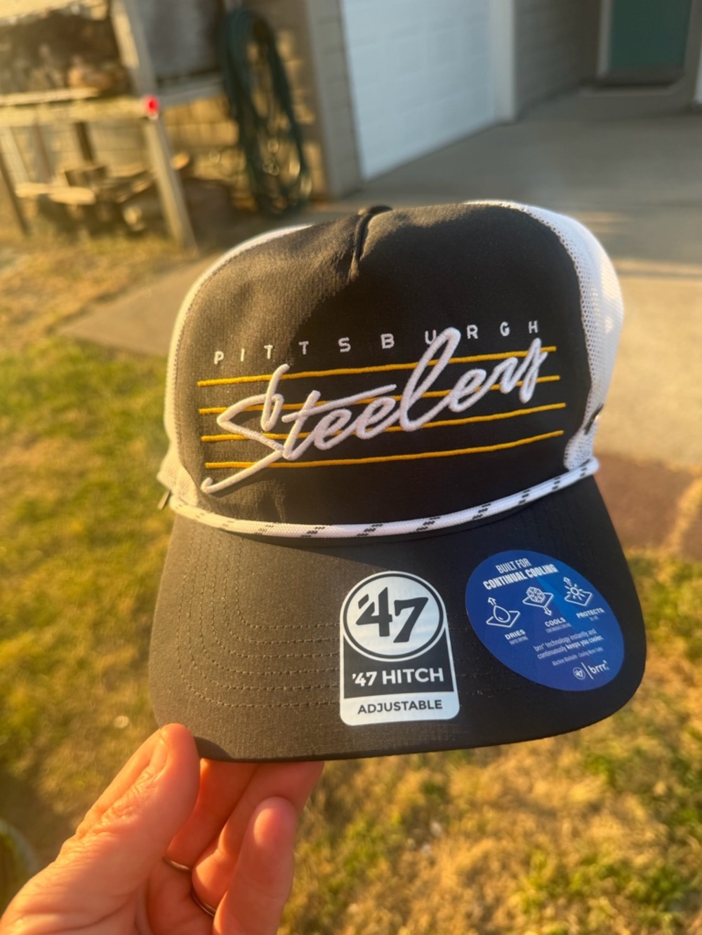 47 Pittsburgh Steelers Black, White & Yellow Trucker Hat